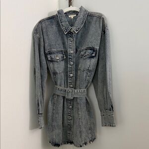 Long Sleeve Women's Denim Belted Jacket